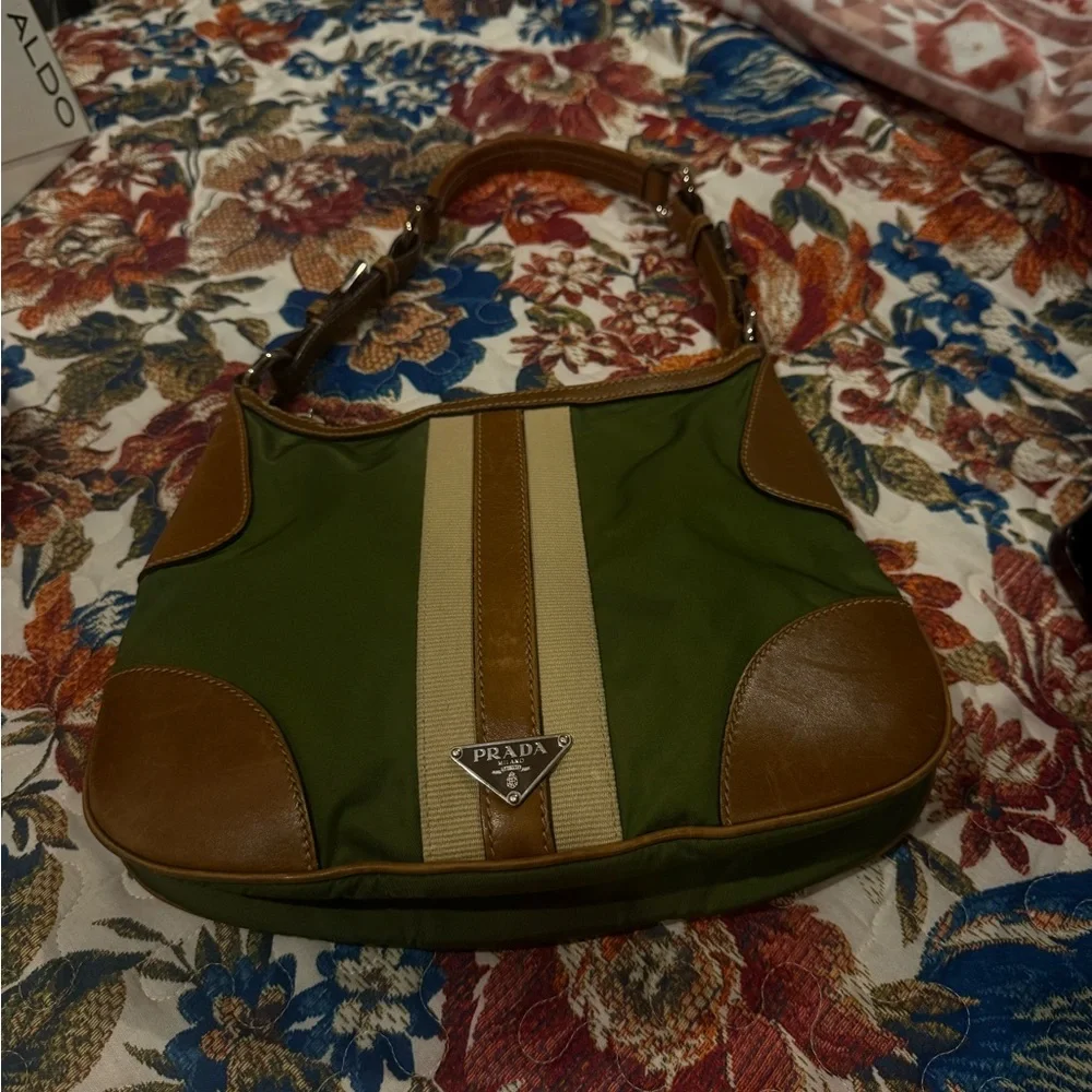 Prada Olive Green and Tan Shoulder Bag - Picture 2 of 8